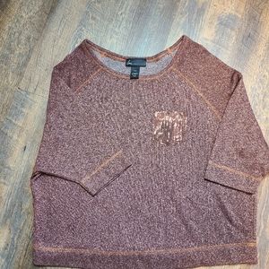 Lane Bryant Metallic 1/2 sleeve sweater sequined pocket plus size 14/16